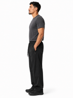 Pantalón deportivo recto hombre NEGRO detalle de malla interna