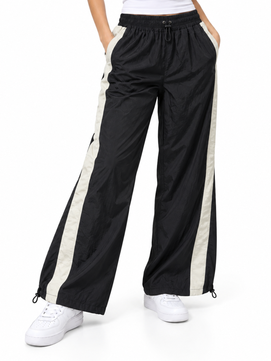 Pack x2 Pantalón Aura Oversized Mujer | Tela Mojada Hueso y Negro