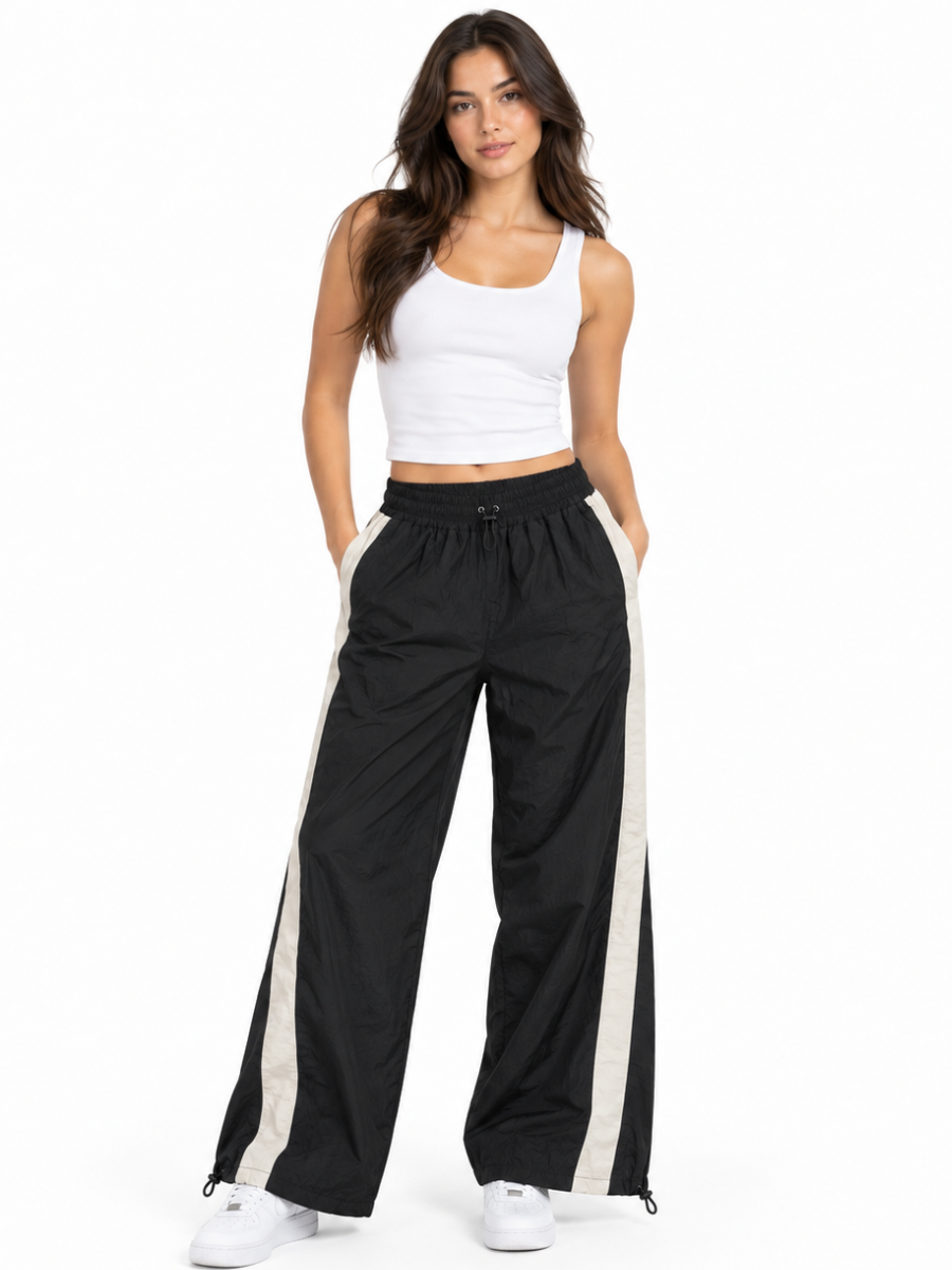 Pack x4 Pantalón Aura Oversized Mujer | Tela Mojada Gris, Hueso, Negro y Azul Marino