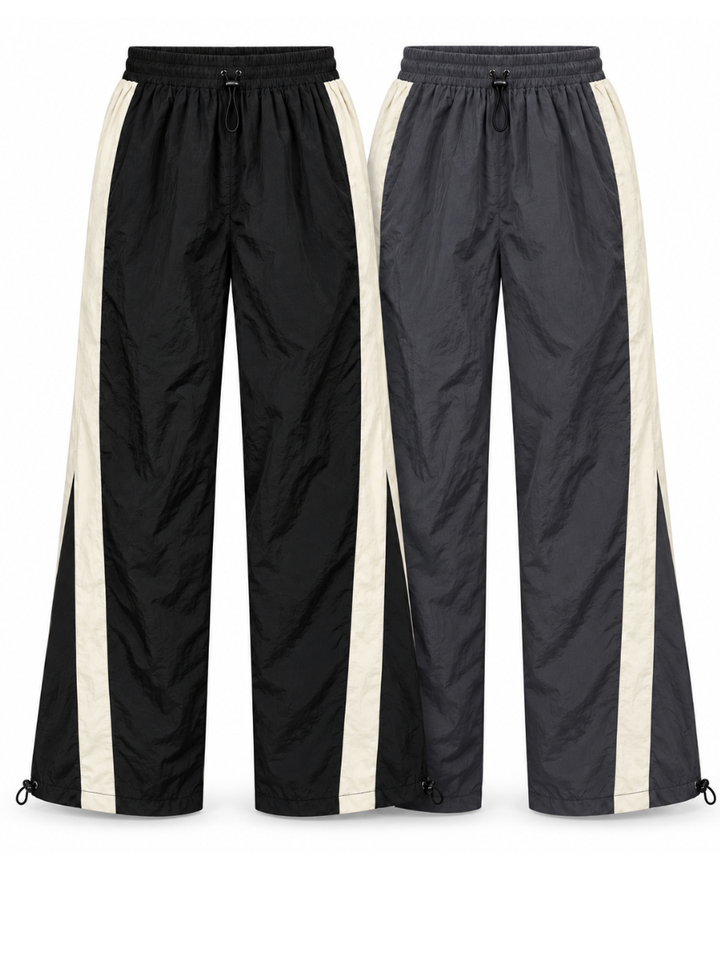 Pack x2 Pantalón Aura Oversized Mujer | Tela Mojada Negro y Gris