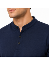 Polo Cuello Mao Azul Navy Algodón Jersey Hombre 4