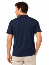 Polo Cuello Mao Azul Navy Algodón Jersey Hombre 2