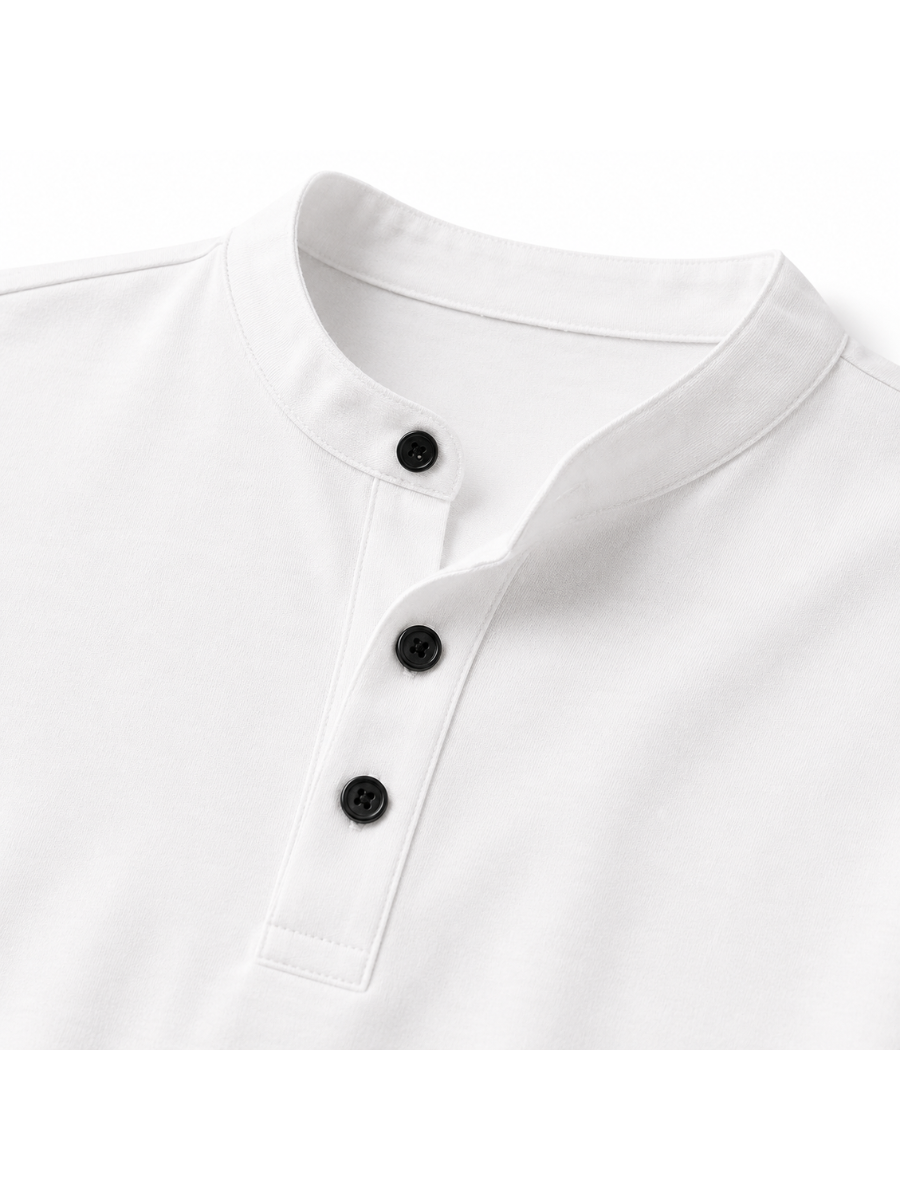 Polo Cuello Mao Blanco Algodón Jersey Hombre