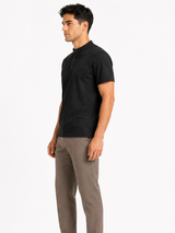 Polo Cuello Mao Negro Algodón Jersey Hombre 4