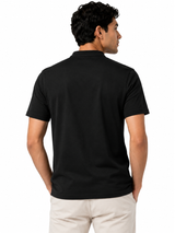 Polo Cuello Mao Negro Algodón Jersey Hombre 2