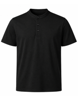 Polo Cuello Mao Negro Algodón Jersey Hombre 5