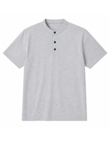 Polo Cuello Mao Gris Melange Algodón Jersey Hombre 6