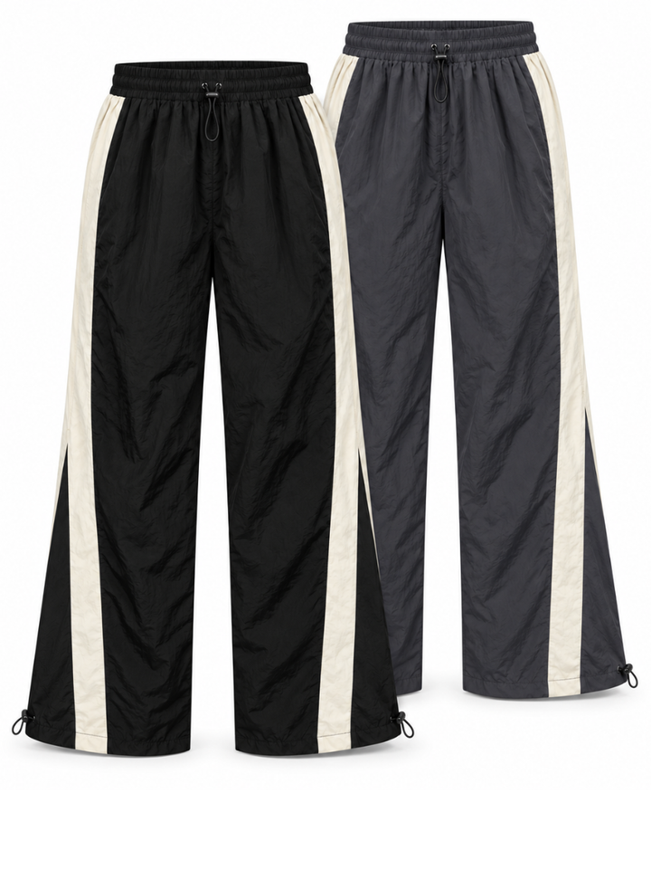 Pack x2 Pantalón Edge Line Baggy Tela Mojada para Hombre | Negro y Gris