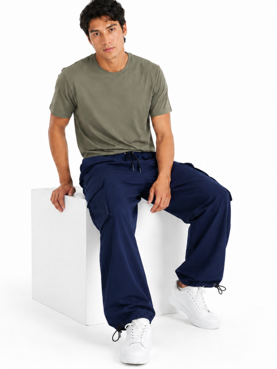 Pantalón Cargo Oversized Azul Marino — Tela Nova | Hombre | ENKI