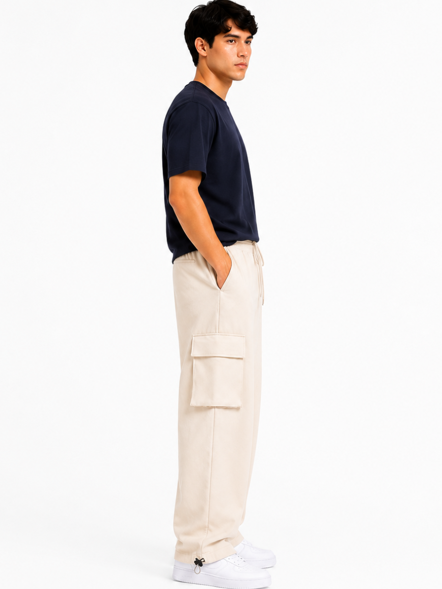 Pantalón Cargo Oversized Hueso — Tela Nova | Hombre | ENKI