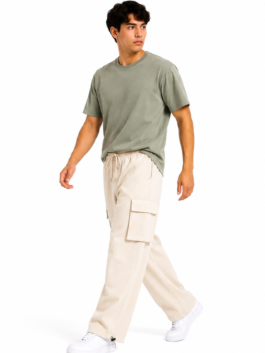Pantalón Cargo Oversized Hueso — Tela Nova | Hombre | ENKI