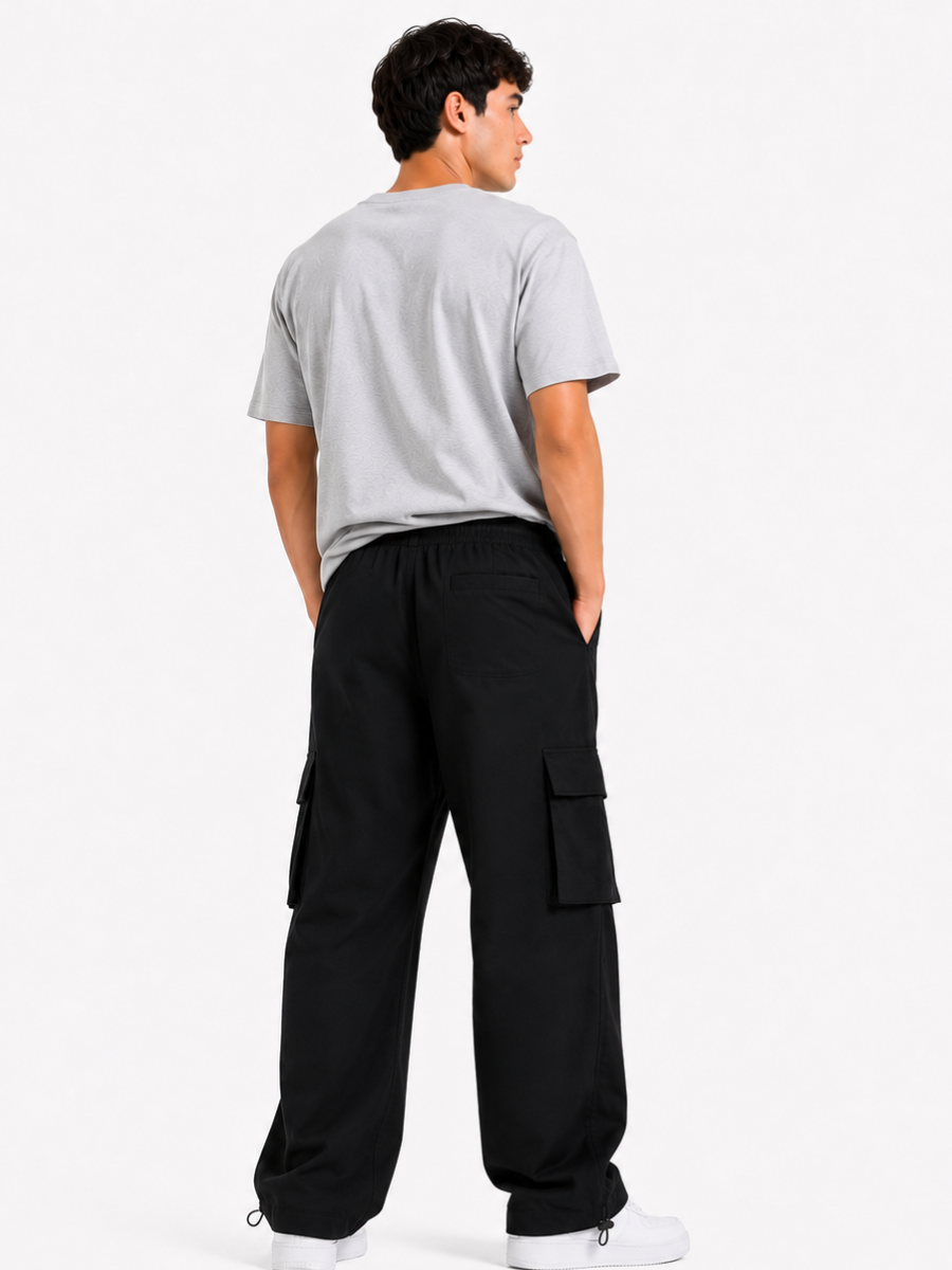 Pantalón Cargo Oversized Negro — Tela Nova | Hombre | ENKI