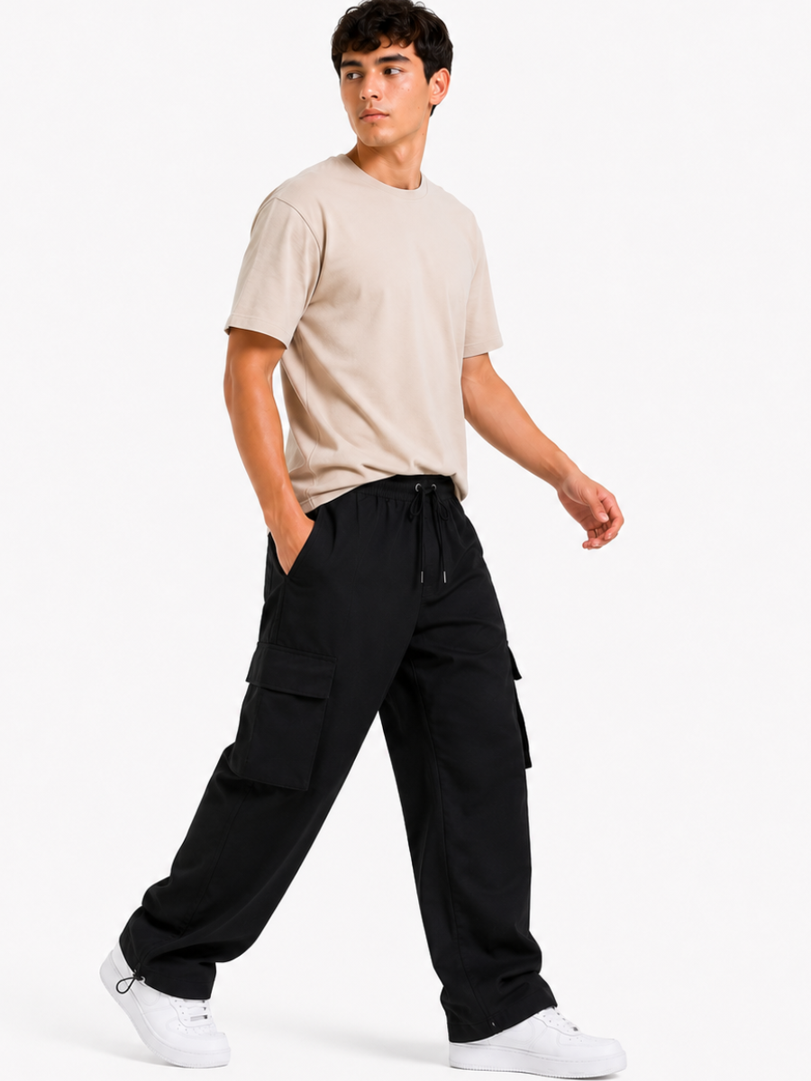 Pantalón Cargo Oversized Negro — Tela Nova | Hombre | ENKI