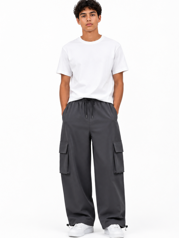 Pantalón Cargo Oversized Gris Oscuro — Tela Nova | Hombre | ENKI