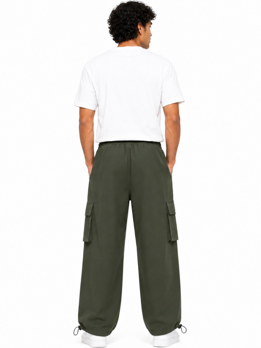 Pantalón Cargo Oversized Verde Militar — Tela Nova | Hombre | ENKI
