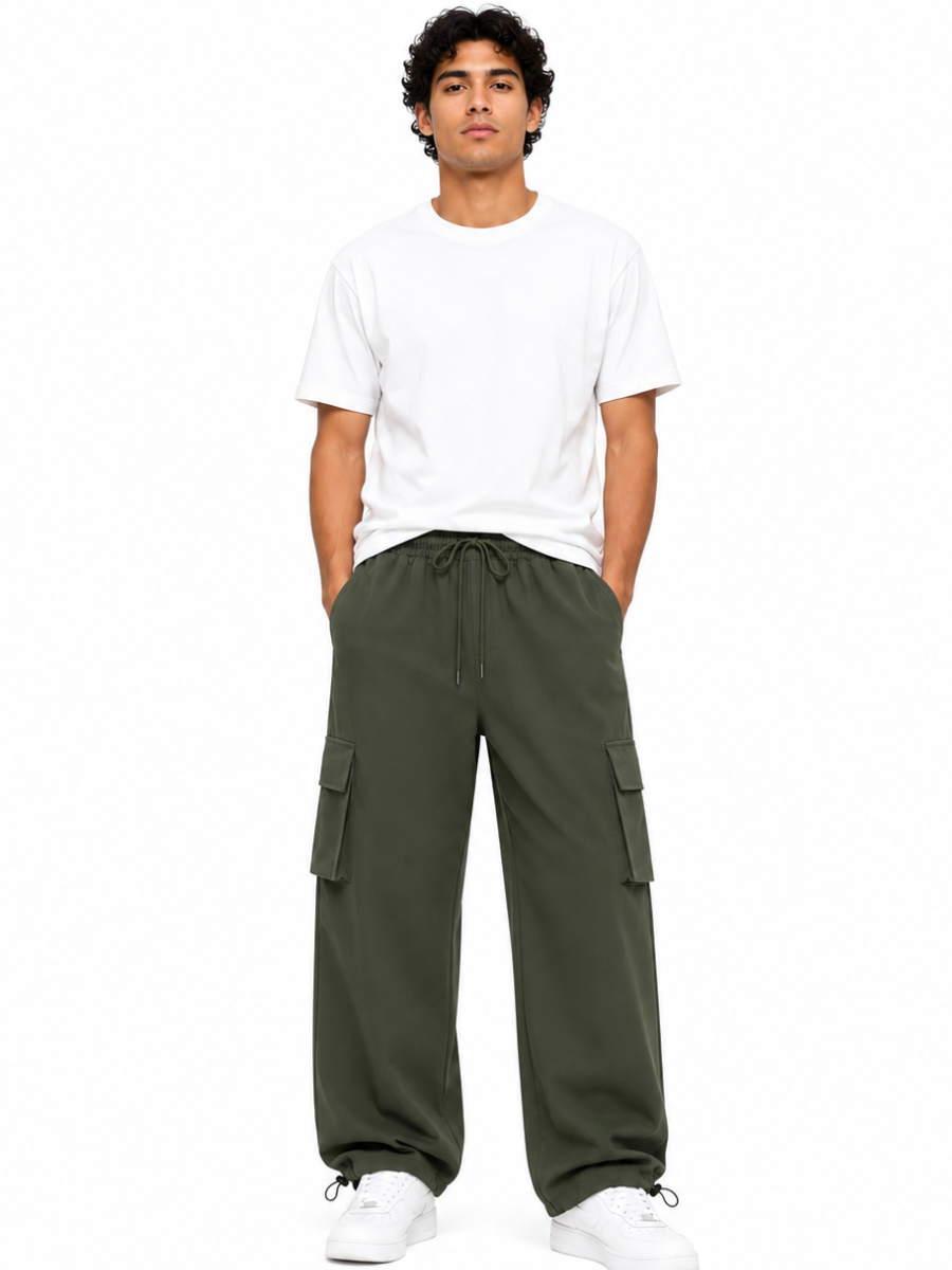 Pantalón Cargo Oversized Verde Militar — Tela Nova | Hombre | ENKI