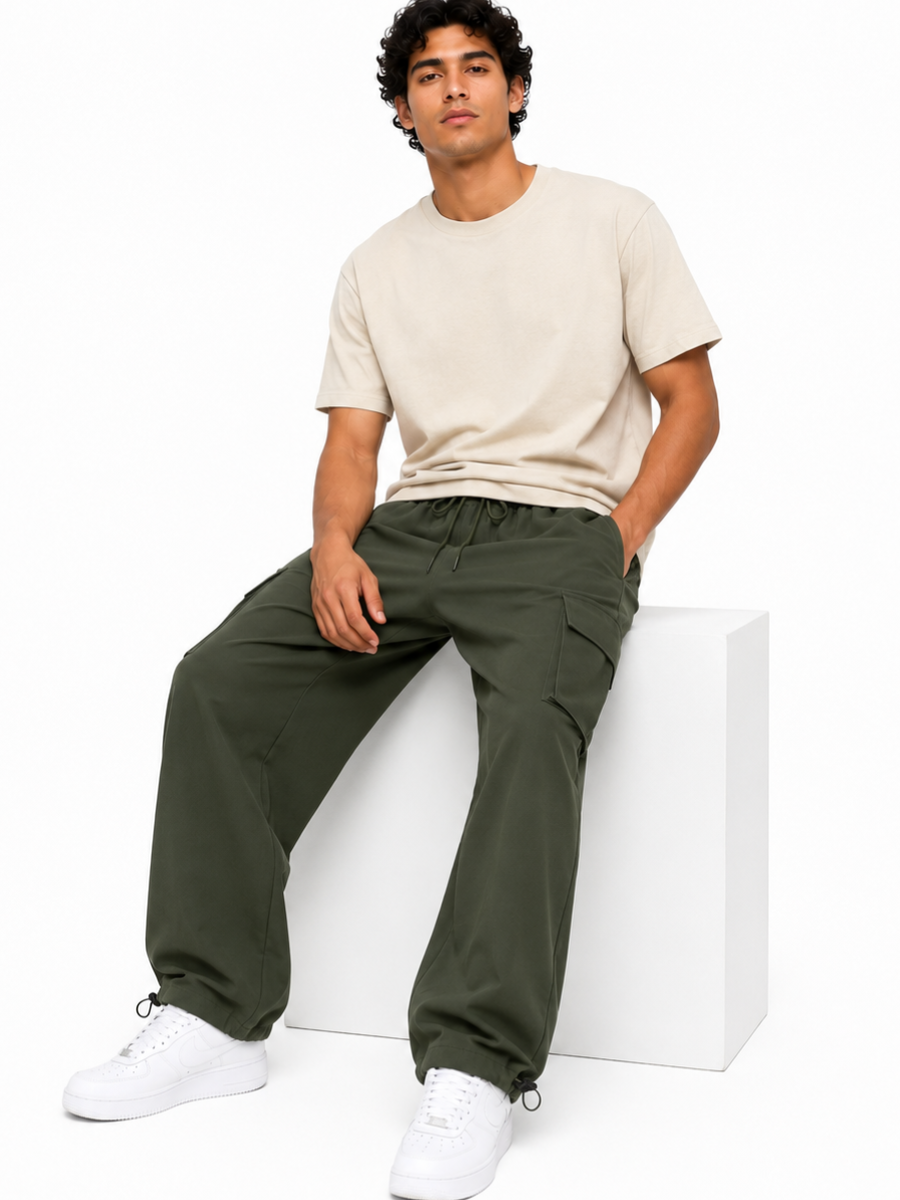 Pantalón Cargo Oversized Verde Militar — Tela Nova | Hombre | ENKI