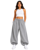 Jogger Oversized Mujer Gris Melange Franela Deli 1