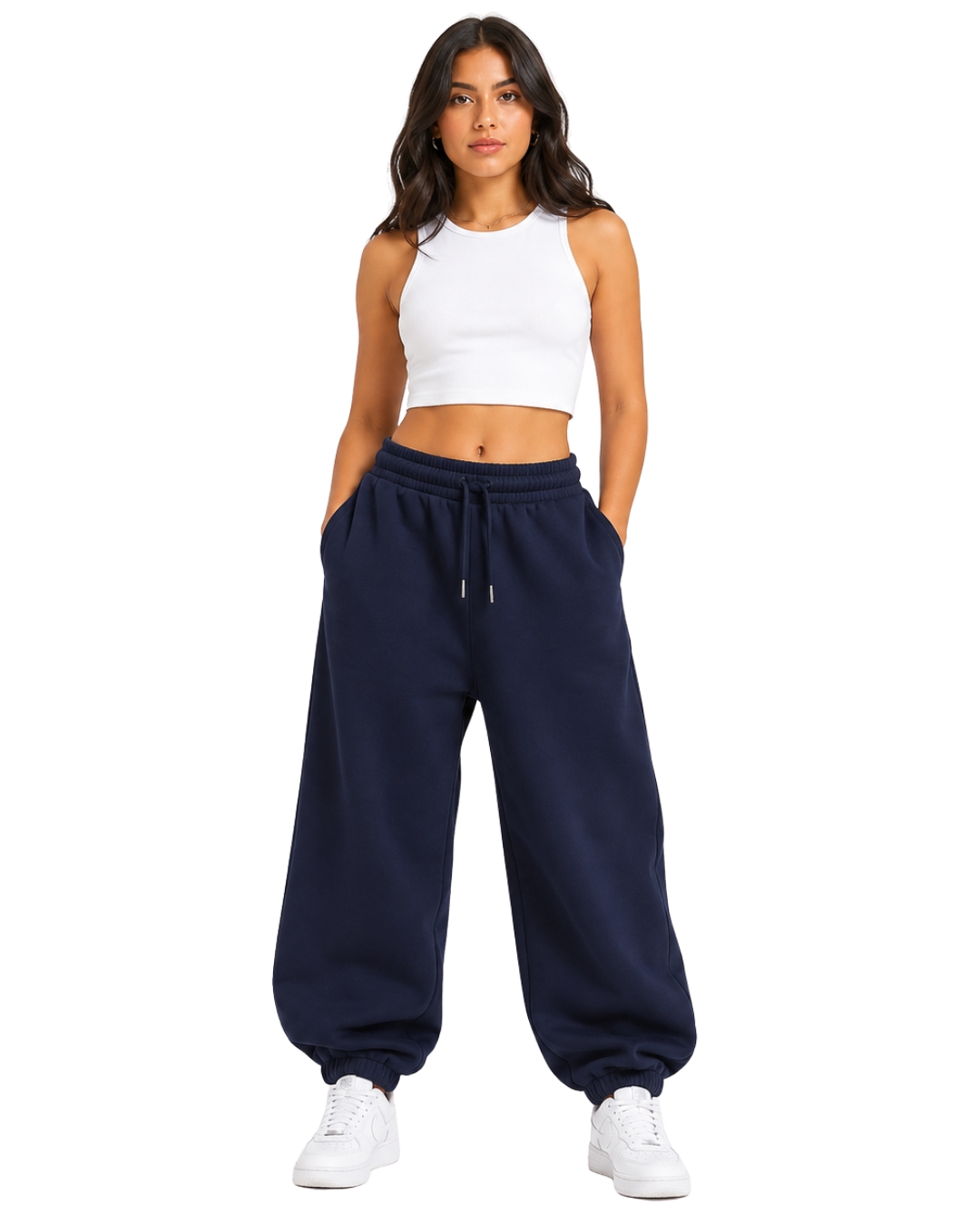 Jogger  Oversized Mujer Azul Navy Franela Deli