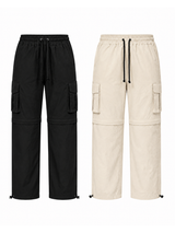 Pantalón Cargo Convertible Tela Mojada Mujer Pack x2 | Negro y Hueso | Parachute Fit 1