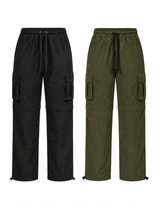 Pantalón Cargo Convertible Tela Mojada Mujer Pack x2 | Negro y Verde Militar | Parachute Fit 1