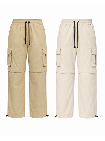 Pantalón Cargo Convertible Tela Mojada Mujer Pack x2 | Beige y Hueso | Parachute Fit