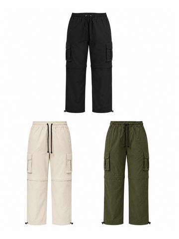 3Pack Pantalón Cargo Convertible para Mujer | Parachute Negro Hueso Verde