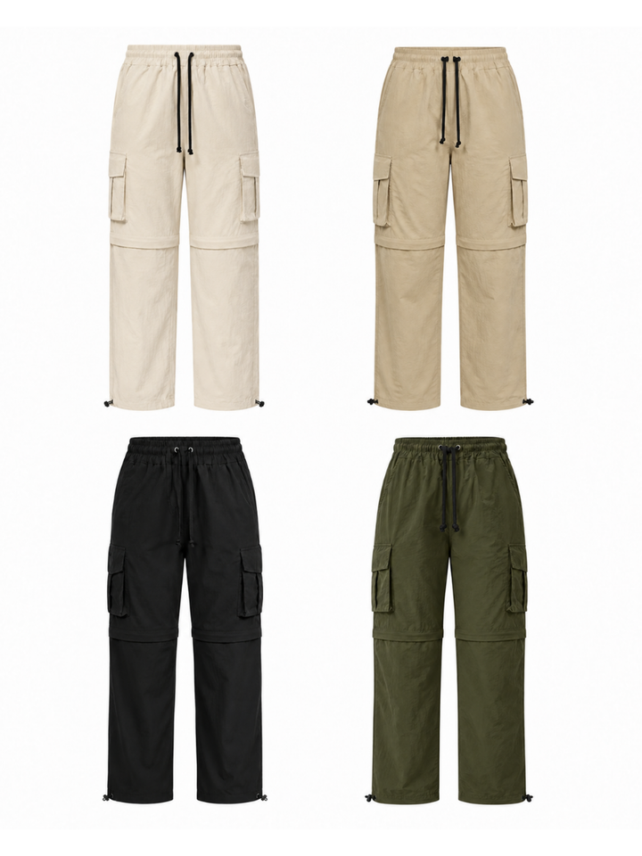 Pantalón Cargo Convertible 2 en 1 para Mujer | Tela Mojada Hueso Beige Verde Negro