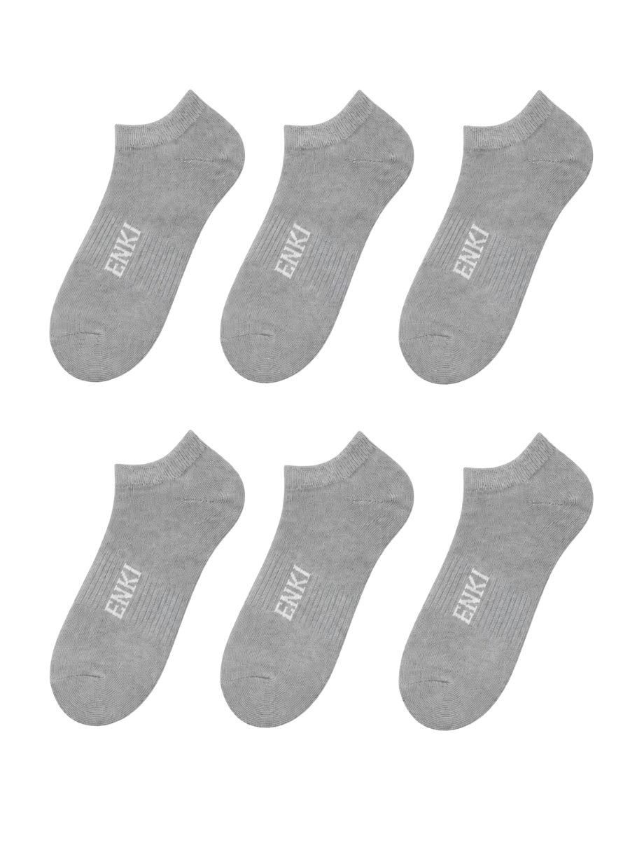 Pack x6 Medias Tobilleras Hombre Gris | Algodón Premium Logo ENKI | ENKI ModaStyle