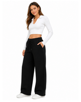 Pantalón Palazzo Negro — Algodón Franela | Pierna Ancha | Mujer | ENKI 3