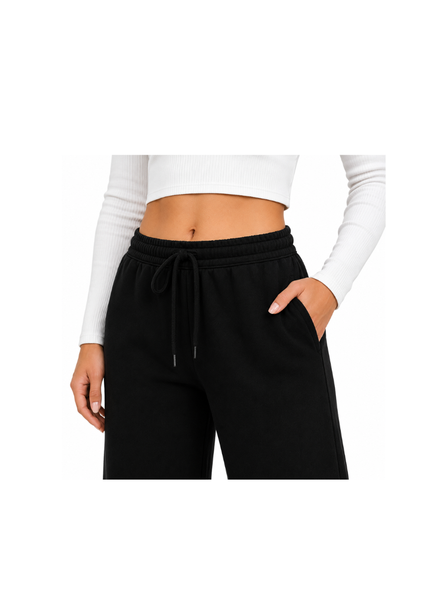 Pantalón Palazzo Negro — Algodón Franela | Pierna Ancha | Mujer | ENKI