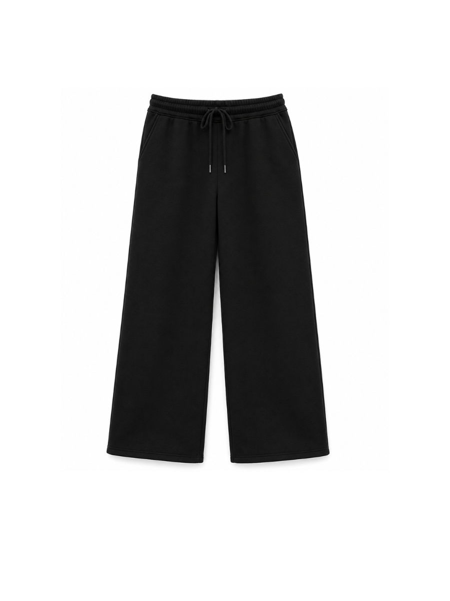 Pantalón Palazzo Negro — Algodón Franela | Pierna Ancha | Mujer | ENKI