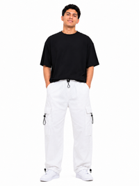 Pantalón Parachute Blanco — Tela Mojada | Regulador en Bota | Cargo | Hombre | ENKI