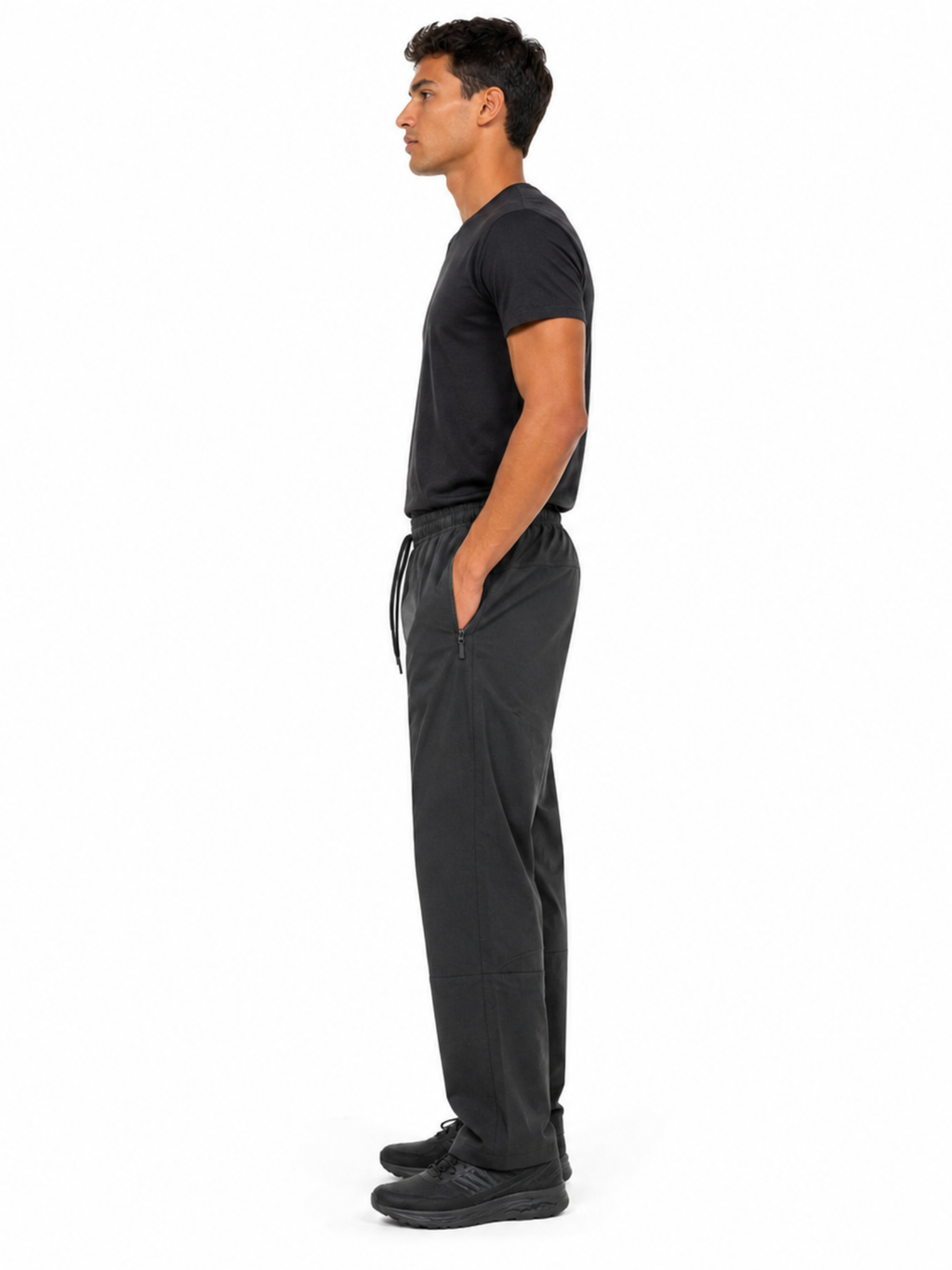 Pantalón deportivo recto hombre GRIS detalle de malla interna