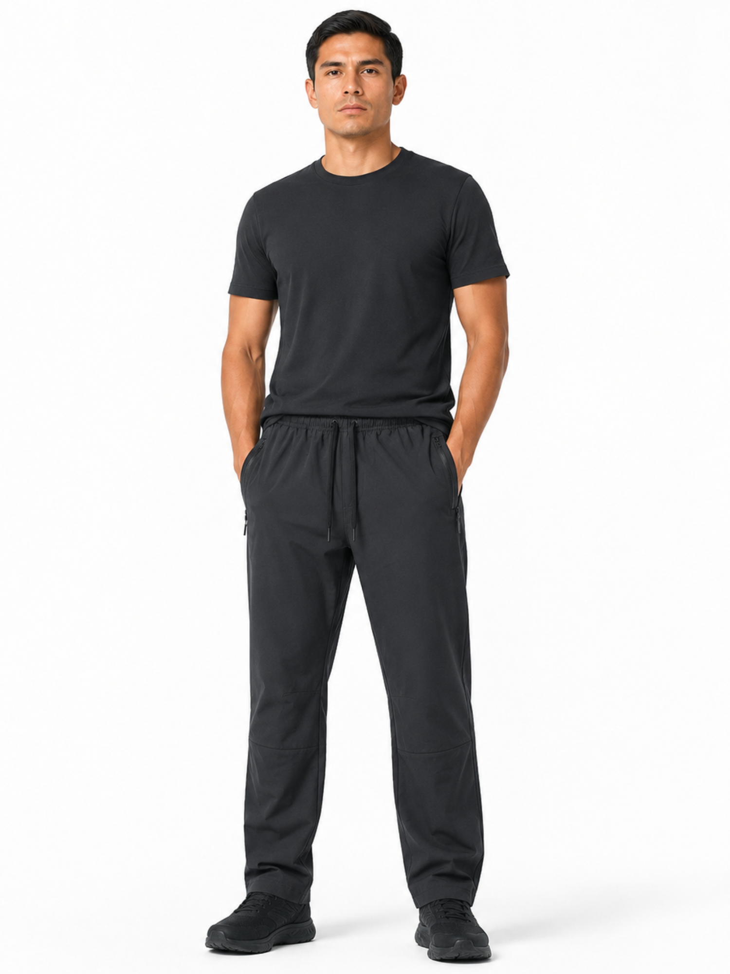Pantalón deportivo recto hombre GRIS detalle de malla interna