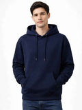 Polera Hoodie Hombre Azul Navy Franela Premium Casual Urbano