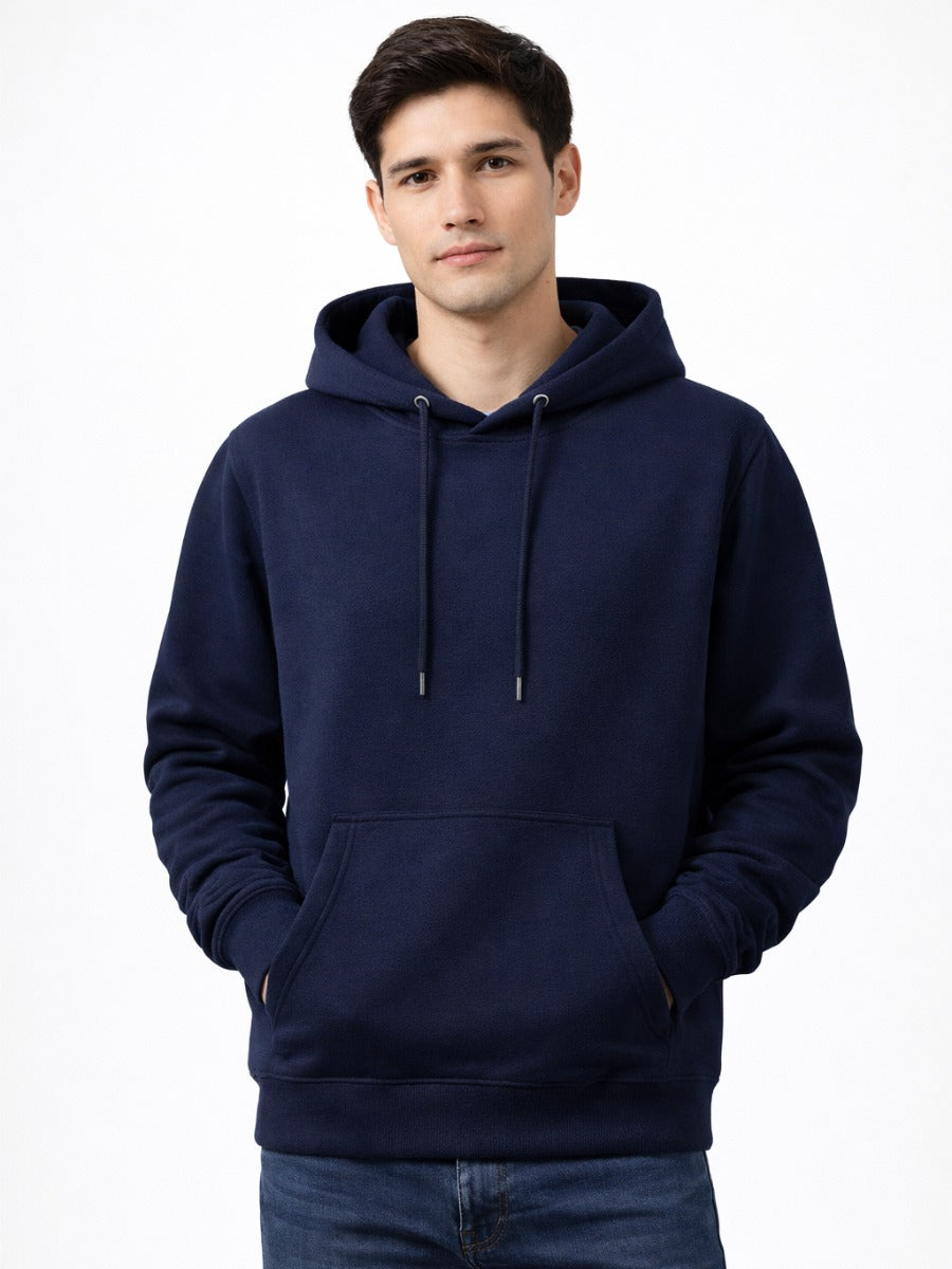 Polera Hombre Azul Navy Franela 20/1 Premium Hoodie Casual Urbano ENKI ModaStyle