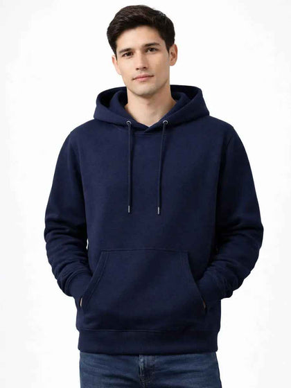 Polera Hoodie Hombre Azul Navy Franela Premium Casual Urbano - Comodidad y Estilo