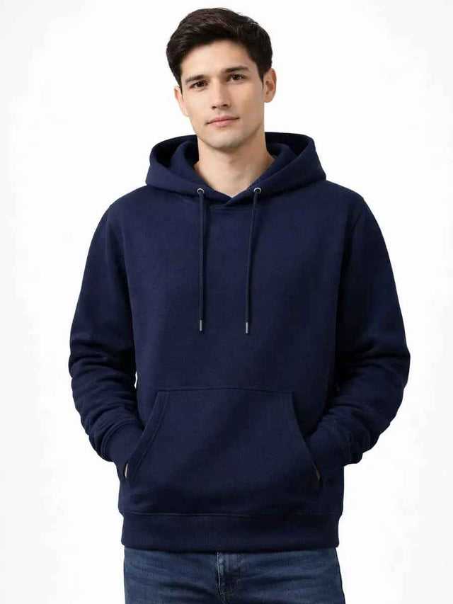 Polera Hoodie Hombre Azul Navy Franela Premium Casual Urbano - Comodidad y Estilo