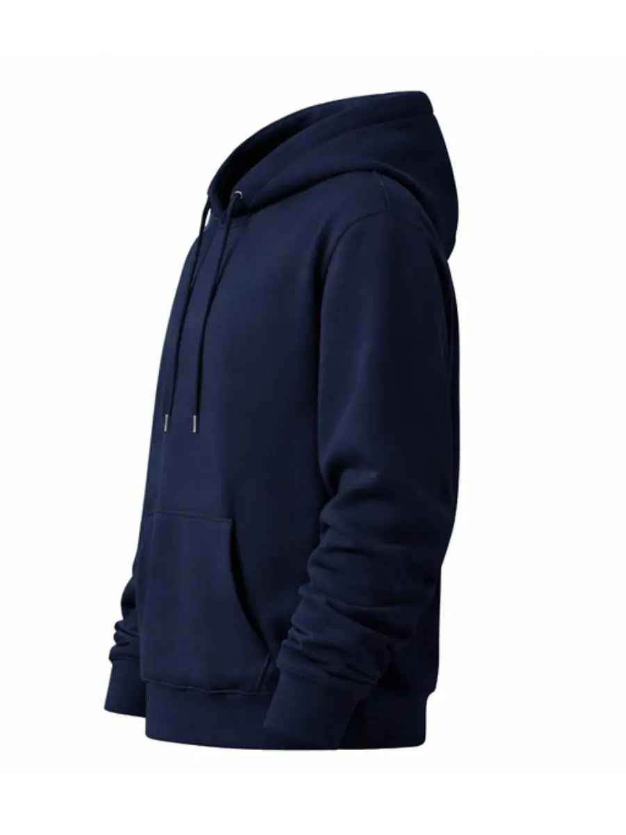 Polera Hoodie Hombre Azul Navy Franela Premium Casual Urbano
