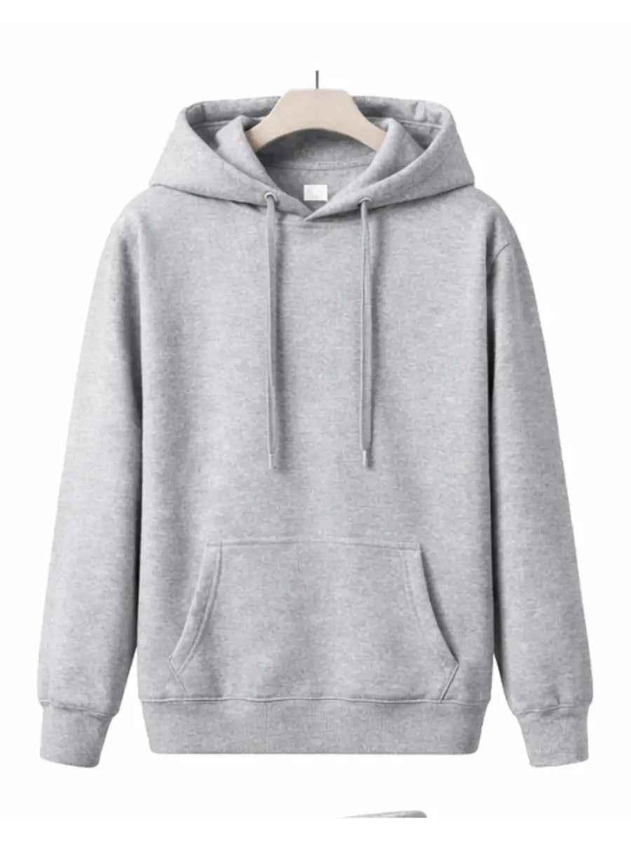 Polera Hoodie Hombre Gris Melange Franela Premium Casual Urbano