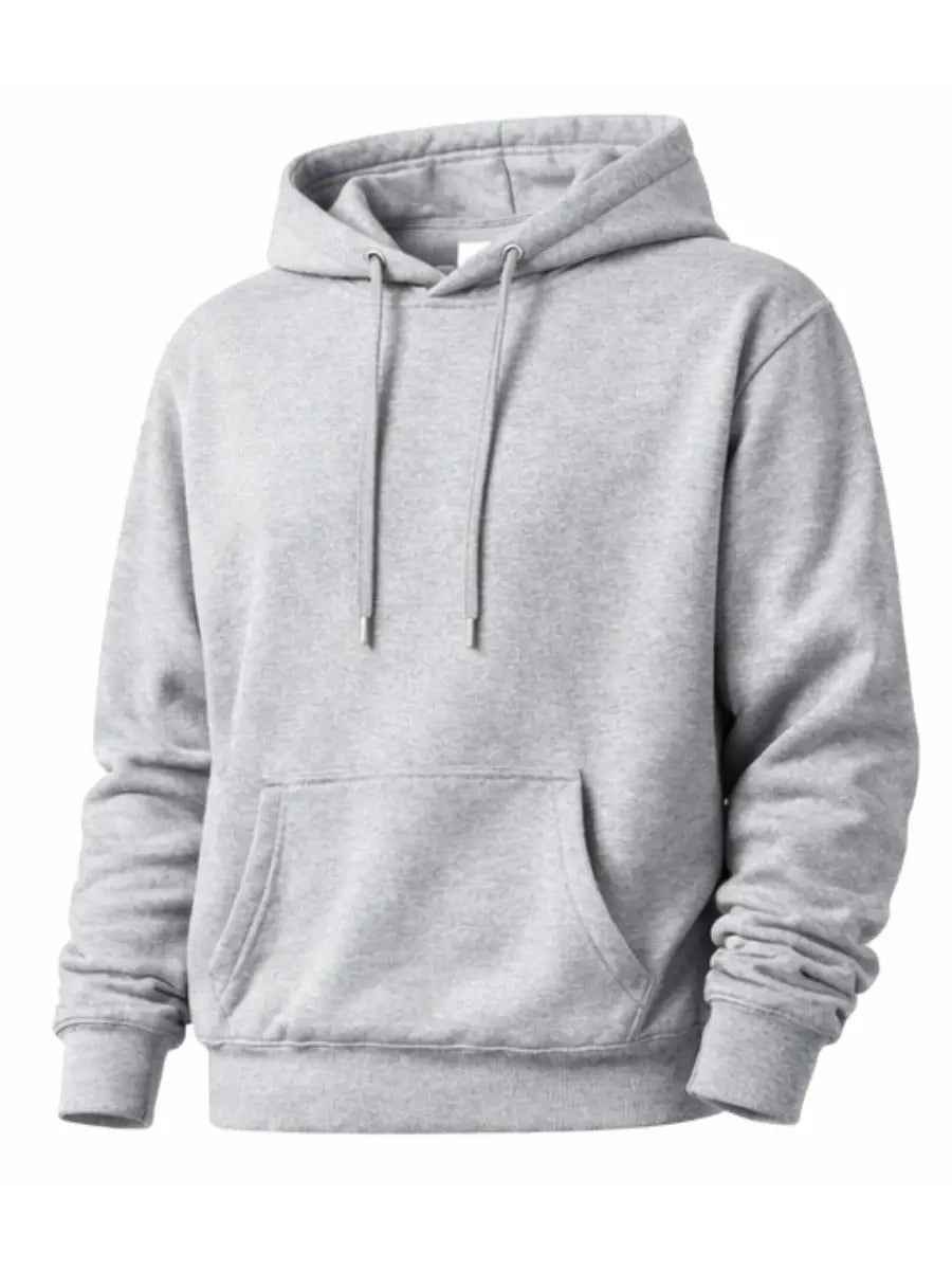 Polera Hoodie Hombre Gris Melange Franela Premium Casual Urbano