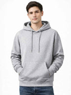 Polera Hoodie Hombre Gris Melange Franela Premium Casual Urbano