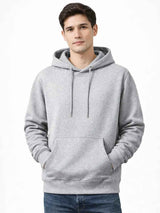 Polera Hoodie Hombre Gris Melange Franela Premium Casual Urbano 1
