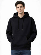 Polera Hoodie Hombre Negra Franela Premium Básico Urbano