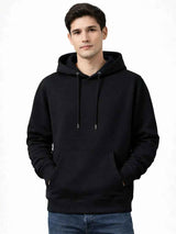 Polera Hoodie Hombre Básica Negra Franela Premium Urbano 1