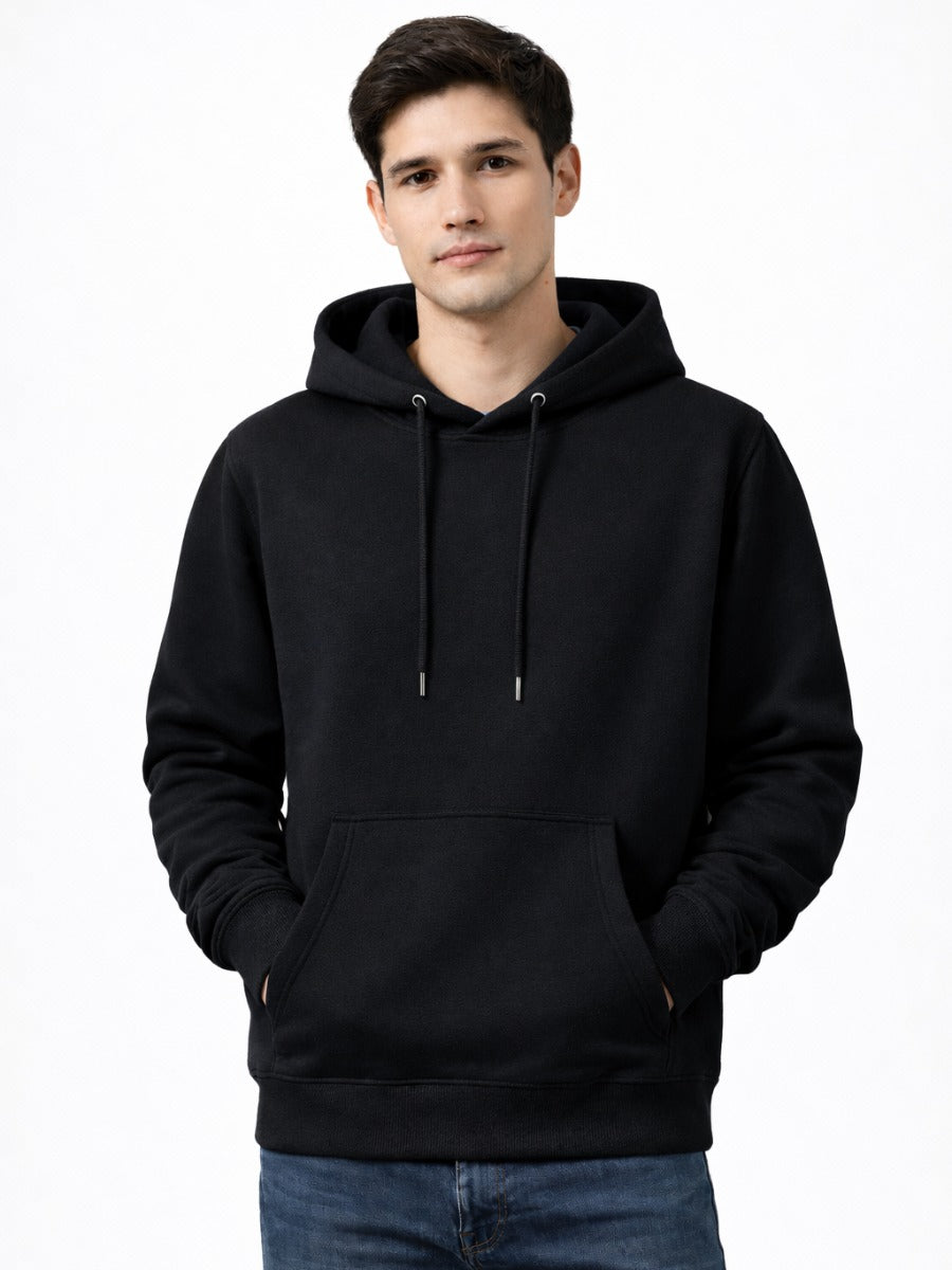 Polera Hombre Negra Franela 20/1 Hoodie Básico Urbano Premium ENKI ModaStyle