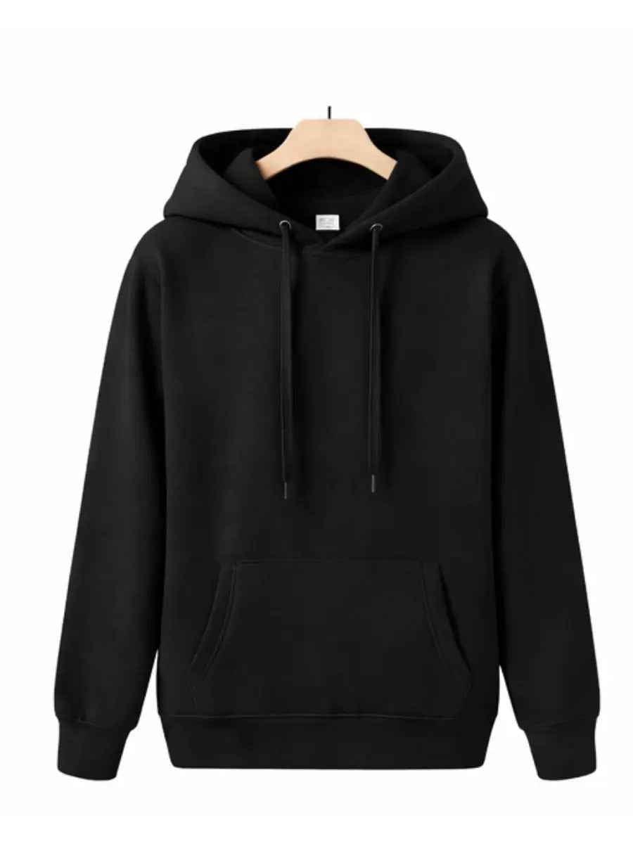 Polera Hoodie Hombre Negra Franela Premium Básico Urbano