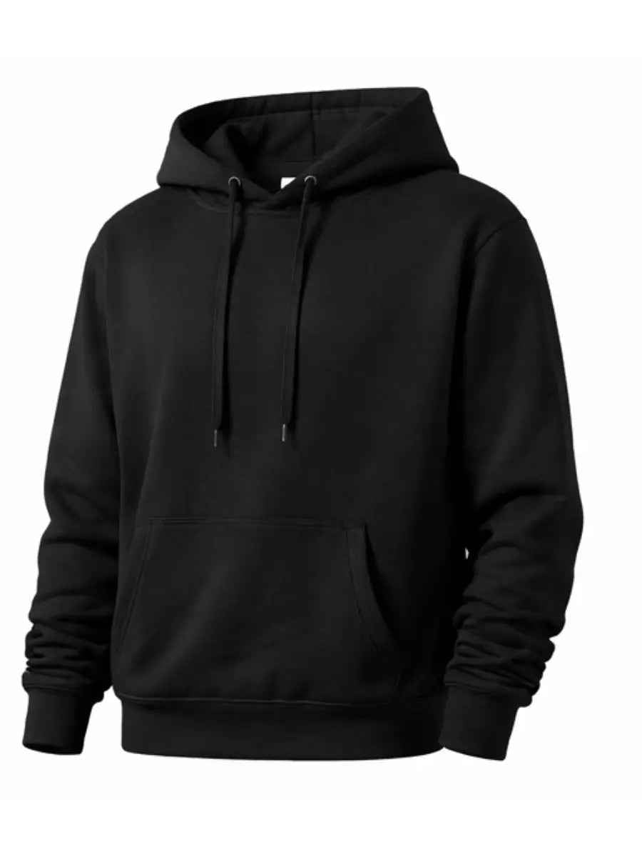 Polera Hoodie Hombre Negra Franela Premium Básico Urbano