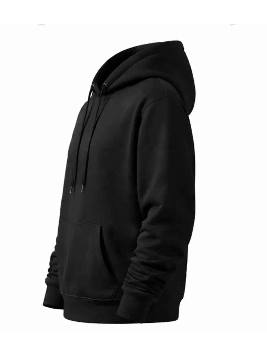 Polera Hoodie Hombre Negra Franela Premium Básico Urbano
